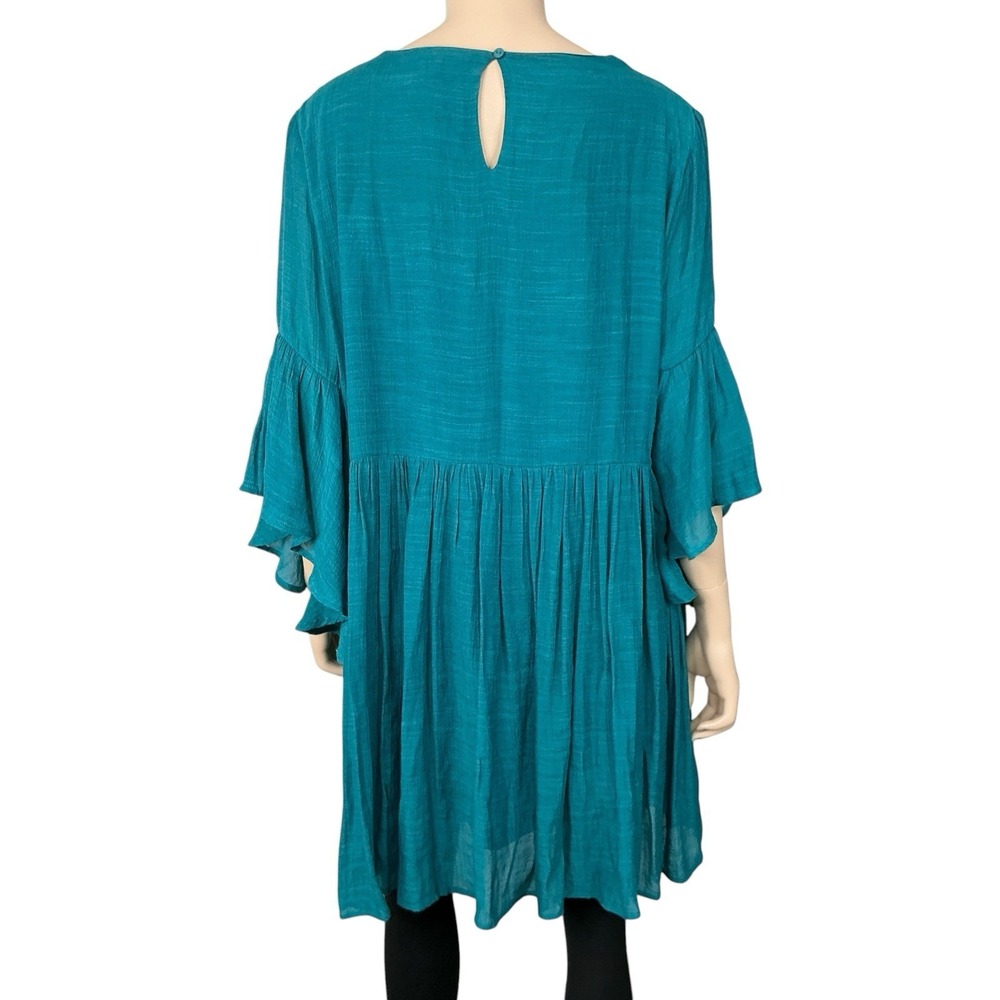 Umgee Tunic Women 1XL Turquoise Green Embroidered Boho Flowy Dress - Picture 5 of 16